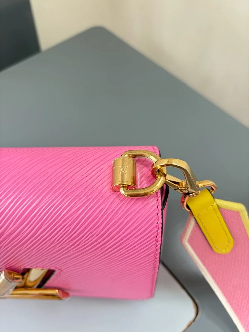 Louis Vuitton Pink Twist Compact Crossbody Bag with Gold Hardware
